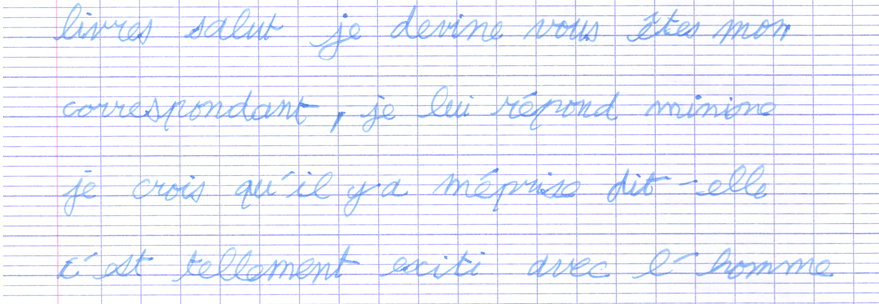 L'écriture après 10 séances d'accompagnement graphique